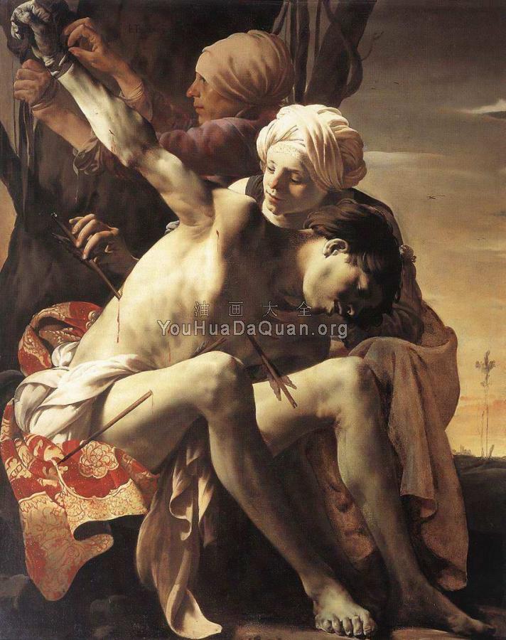 St Sebastian Tended by Irene and her Maid - 亨德里克·特布鲁根